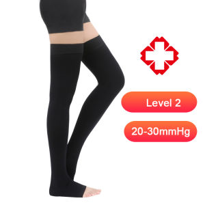Neizmell 1 pair Level 2 Compression Stockings 21-31mmHg Open The Toe Over Knee Compression Thighs for Varicose Vein Socks