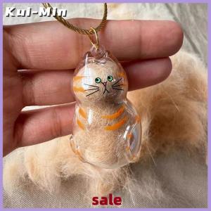Kui-Min ที่เก็บผมรูปแมวพวงกุญแจแบบพกพาทำมือตุ๊กตารูปแมวอุปกรณ์เสริมพวงกุญแจ