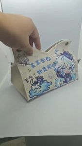 Furina Anime Tissue Holder Portable PU Leather Desktop Tissue Dispenser Cover Aesthetic Character Art Storage For Living Room Entryway Shelf Display Collector Decor