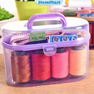 ItemMart Sewing Kit Box Set Household Sewing Tools Portable Sewing Kit 10 in 1 Random Color