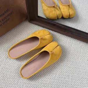 Summer Suede Bowtie Tabi Ninja Slides Shoes Woman Soft Trotters Ballets Flats Split Toe Shoe Ladies LoafersOutside Slippers2026
