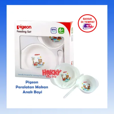 Pigeon Piring Set 4 In 1 Alat Makan Anak Bayi Piring Mangkok Sendok Anak Bayi MPASI Peralatan Makan Gift Set