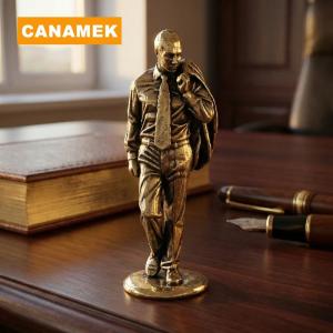 【CANAMEK】 Brass Handsome Male Statue Classic Suit Art Fig Retro Decoration Office Library Collectible Gift