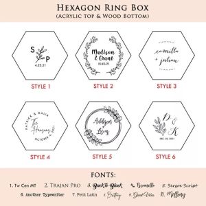 [Customized] Clear Acrylic & Wood Wedding Ring Box Keepsake Pillow Ring Box Mr Mrs Proposal Engagement Jewellery Printed Bride Botanicall