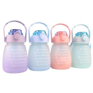 Botol Minum Anak Sedotan Big Belly Cup Handle Childrens Cup Bottle + DIY Sticker dan Tali Besar