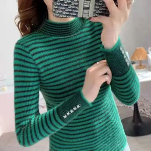 เสื้อสเวตเตอร์ถัก หนาขึ้น ปกปิดคอ เสื้อกันหนาว แฟชั่น ผอมบาง ฤดูใบไม้ร่วง ผู้ใหญ่ ปรับเปลี่ยนรูปร่าง