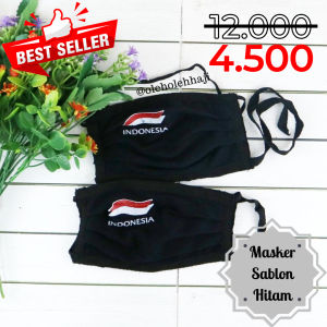 Masker Kain Sablon Anti Debu Hitam Polos/Masker Penutup Mulut dan Hidung/Perlengkapan Haji dan Umroh