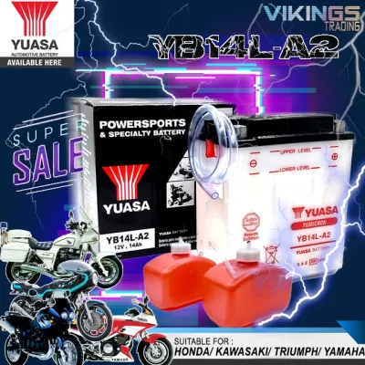 DIJAMIN ORI ! YB14 YB14L YB14L-BS YB14LBS YB14L-A2 VIKINGS 100% ORIGINAL AUTHENTIC YUASA BATTERY YB14L-A2 HONDA CBX 750P YAMAHA FJ1100 TRIUMPH 1200