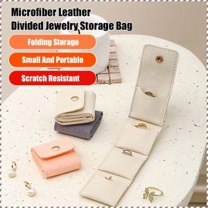 Jewelry Box Compact and Portable Organizer Metal Snap Fastener Multi-compartment Storage Velvet Bag