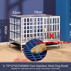 Stainless steel dog cage Dog house Dog cage with toilet indoor medium and large dog cage with food bowl indoor foldable dog cage cat cage collapsible stainless steel kennel