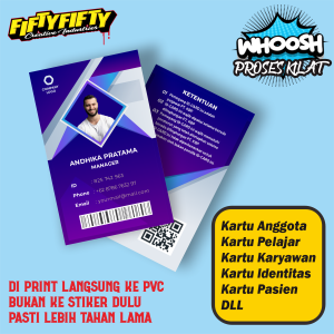 Cetak ID Card Bahan PVC Termurah ID Karyawan Kartu Anggota / Pelajar / Mahasiswa
