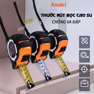 Thước kéo 7.5m chống va đập Asaki AK-2782 thước rút nền trắng số to rõ ràng thước cuộn thép độ chính xác cao vỏ bọc cao su ABS siêu bền vạch chi khắc laser phủ nylon chống mài mòn thước rút thép thước dây thép thước mét