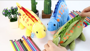3D Animal Pencil Bag Plush Dinosaur Pencil Case Pen Bag Large Capacity Pen Organizers Cosmetic Bag