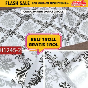 ( DAPAT 2 ROLL ) BELI 1 GRATIS 1 Wallpaper Stiker Dinding Batik Gold GH023 Dekorasi Ruang Tamu & Kamar Tidur Ukuran 45cm x 4m