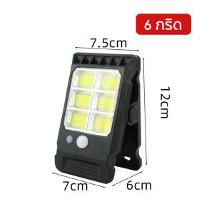 คลิปไฟโซล่าเซลล์แบบใหม่ ไฟโซล่าเซลล์แบบใหม่ แบบหนีบ ติดตั้งง่าย ไฟ SMD 6 ดวง แสงสีขาว ระบบเซ็นเซอร์