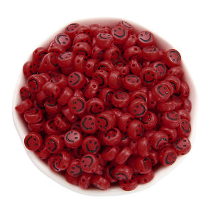 100pcs/Lot 7mm Smiley Beads Round Acrylic Spacer Beads For home living bracelet craft