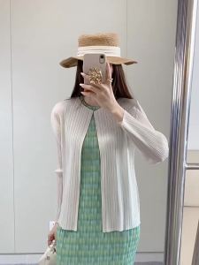 Cardigan Top  Summer Women Shawl Outerwear Air Conditioning Sun Protection Pleated Shirt Jacket Stretchy Clothing