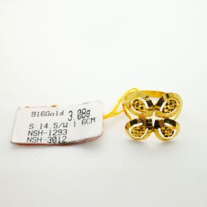Cincin Bunga Emas 916 Saiz 14.5 16.5 20 Yon Hing