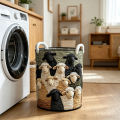 Portable Laundry Container Quilted Laundry Hamper Large Foldable Quilted Laundry Basket with Handles – Soft Storage Organizer for Nursery Bedroom Laundry Room – Durable Spacious for Asia. 
