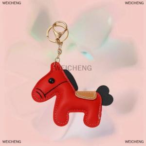 [COD] WEICHENG Lovely Leather Pony Keychain Cartoon Cute Zodiac Horse Pendant Car Keyring Backpack Hanging Decoration New Year Gift