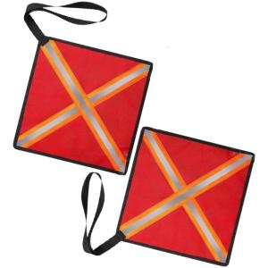 2Pcs Kayak Canoes Safety Travel Flag Reflective Warning Flag with Webbing Red Kayak Flag Travel Trailer Tow Accessory