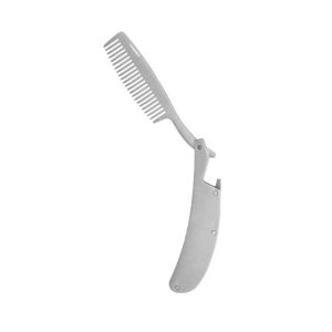 NHG Portable Stainless Steel Beard Comb Pocket Size Fine and Coarse Teeth Double-sided Hairdressing Comb Salon Accessory Anti-Static Hair and Beard Comb Women Men