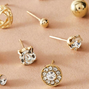 【Pharaoh🎀COD】12 Pasang Set Anting Pejantan Bentuk Segitiga Hati Anting Wanita Sederhana Korea Mini Wanita