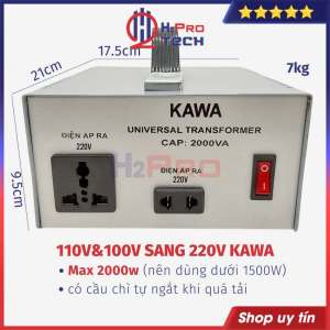 Bộ Đổi Điện Kawa 110V/100 Sang 220V Đủ Công Suất 250W-6000W - Biến Áp 110v ra 220v Lõi Đồng Pha Có Cầu Chì An Toàn-H2Pro Tech