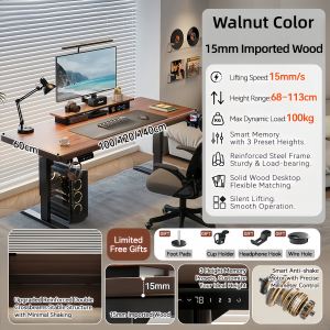 Electric Lift Table,Ergonomic Standing Desk Large One-Piece Standing Desk Adjustable Height/Office Study/Computer Table