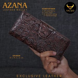 VALQO AZANA Dompet Wanita Kulit Sapi Panjang 24 Slot Dompet Kulit kartu Cewek