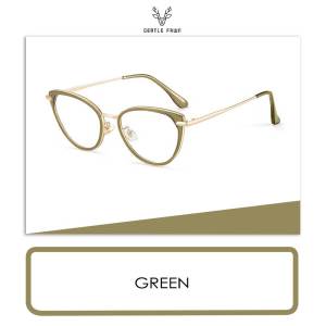 Gentle Fawn  Kacamata Anti radiasi Blueray Style Wanita Fashionable Frame Bahan Tr90 Metal Bentuk Cat Eye Tr90 Bisa Minus 1022