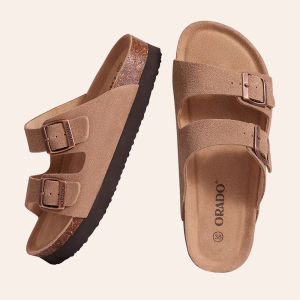 Evshine Men Cork Slippers Summer Cork Footbed Clogs Sandals Women Outdoor Suede Beach Slides With Arch Support Men Clogs Sandals2026