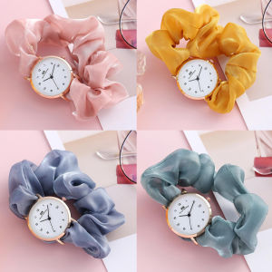 Jam Tangan Wanita New Model Tali Ikat Rambut Bunga Daisy Quartz Fashion Import Korea Dial Stainless Steel Titanium Anti Karat Kaca Tebal Anti Pecah Aksesoris Arloji Women Watches Premium Original Cewek Kekinian -JW2