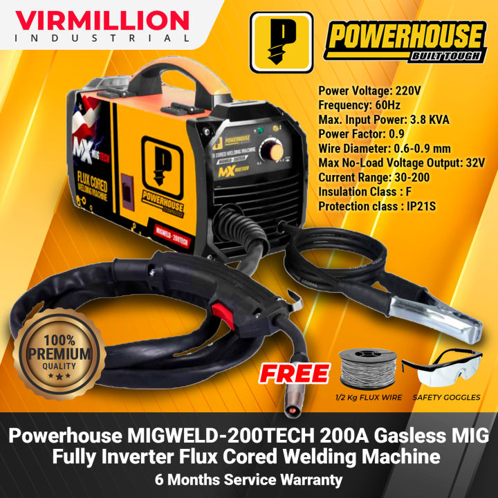 Powerhouse MIGWELD200TECH 200A Gasless MIG Fully Inverter Flux Cored