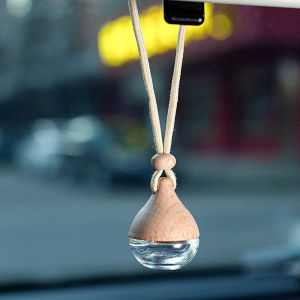 🔥🔥🔥fenglin 6ML Empty Car Air Freshener Pendant Perfume Glass Bottle With Wooden Caps Refillable Car Essential Oil Diffuser Bottle