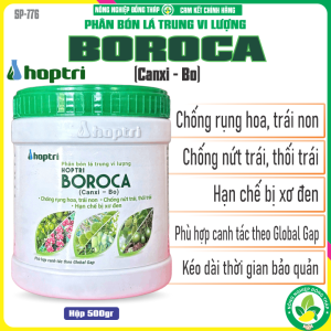Phân Bón Lá Trung Vi Lượng BOROCA (Canxi – Bo) – Chống Rụng Hoa Trái Non – Chống Nứt Trái Thối Trái – Hạn Chế Bị Xơ Đen (Hộp 500g)