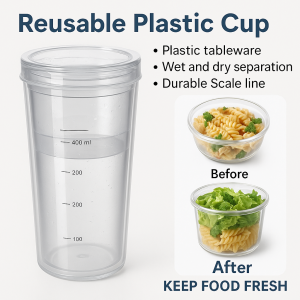 Portable Cereal Cup Plastic Bowl Wet Dry Cup Plastic Cup Portable Cereal Cup