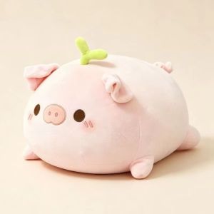 MODERNLUX Lying Posture Plush Pink Pig Toy Comfortable Soft Plush Doll Cute Throw Pillow Bedroom