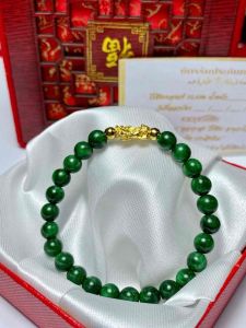 กำไลข้อมือปี่เซียะทองแท้ 99.99% นน.0.1g กำไลหินมงคลแท้ เรียกทรัพย์ นำโชค มีใบรับประกันทองแท้