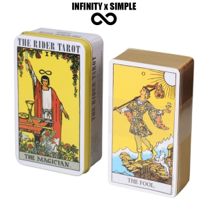 The Rider Tarot Oracle Tarot Cards in A Tin A 78-Card Deck with Guidebook Gilded Golden Gold Core Cardstock (The Rider Gold Foil)