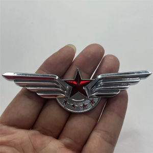 Logo Miếng dán xe hợp kim hình ngôi sao - đôi cánh Thiên Thần 10.8cm x 5cm