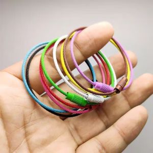 10PCS Stainless Steel Wire Keychain Cable | Colorful Screw Lock Key Holder Rings | Durable Outdoor DIY Hanging Rope for Keys & Tools