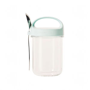 Oatmeal Jar for Breakfast Cups 430ML Glass Oatmeal Cup Portable Salad Cup with Spoon