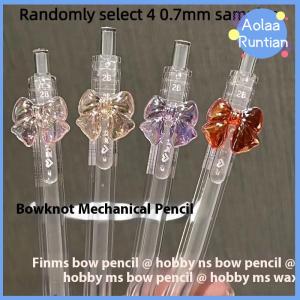 Aolaa 1 4PCS 0.5 0.7mm 2B Refill Cute Automatic Pencils Kawaii Transparent Color Bowknot Mechanical Pencil School Office Supplies Stationery