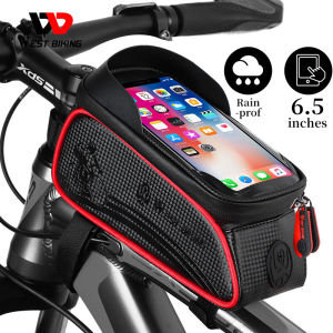 WEST BIKING Bicycle Bag Touch Screen 6.5-7.2 Inch Phone Bag Waterproof Front Frame Bag MTB Road Bike Accessories Cycling Bag