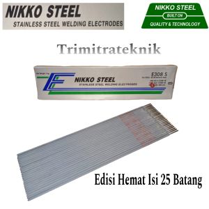 (25 BATANG) KAWAT LAS STAINLESS STEEL 16 MMNIKKO STAINLESS STEEL WELDING ELECTRODES E308 S 16MM KEMASAN ECER 50 BATANG