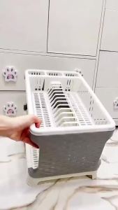 Kệ úp bát giá để bát 2 tầng có ống đựng đũa kèm khay hứng nước bằng nhựa 8182 ( loại 1 )