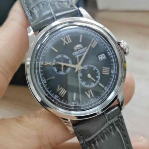 ORIENT Bambino Automatic Mechanical Classic Watch Japan Gray Leather Strap - 40.5mm (RA-AK0704N)
