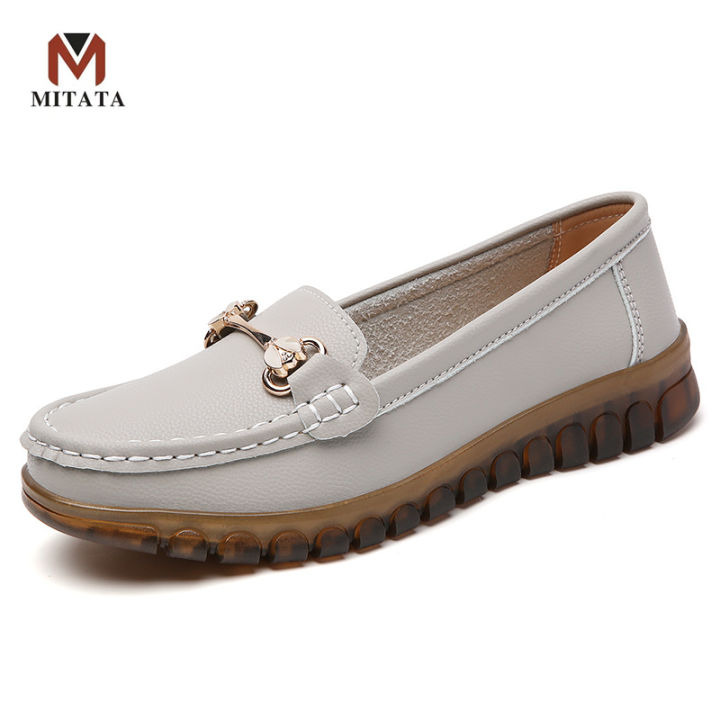 MITATA Quality Leather Loafers Women Shoes Women'S Round Toe Shoes