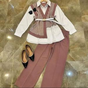 COD Dena One Set Matt CRINGKLE Knite Mix CRINGKLE Size XL Free Belt Setelan Terbaru 2024 Viral Trendy